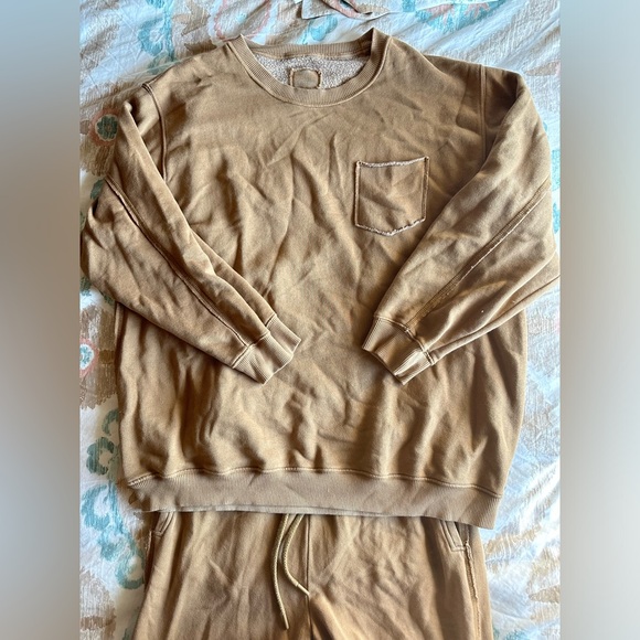 Aerie light brown sweatshirt & sweats set - Picture 2 of 5